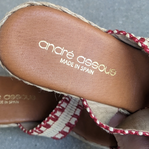 ❤️ André Assous Nolita Raffia Wedge red/neutral sandal - Picture 7 of 11